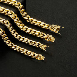 14K Gold Plated Polished Stainless Steel Cuban jewelry detail view 8