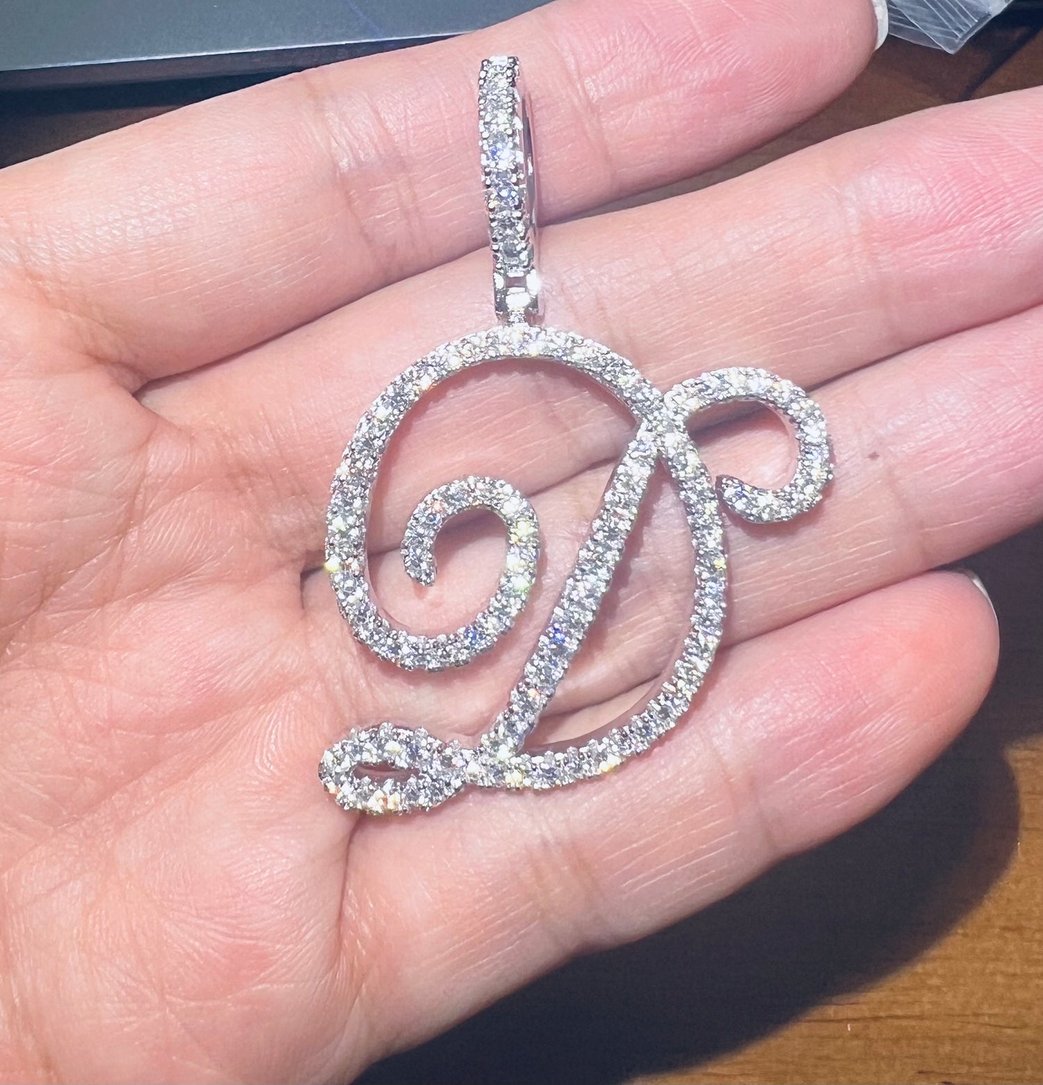 Iced Out Script Letter Pendant – Copper CZ- Miles Jewellery