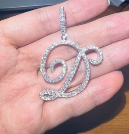 Iced Out Script Letter Pendant – Copper CZ- Miles Jewellery