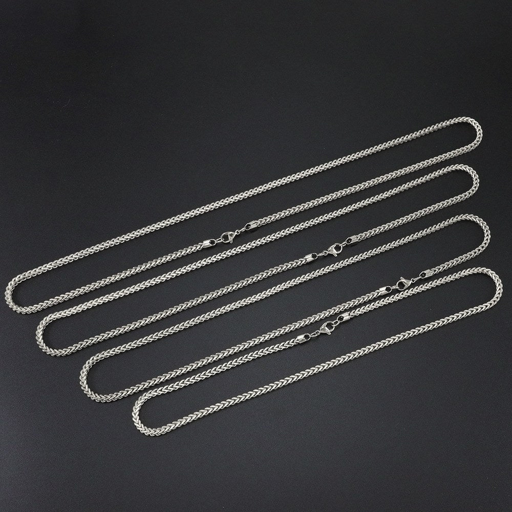 Silver 3mm Franco Chain length options laid flat