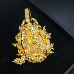 Gold iced dragon pendant back view