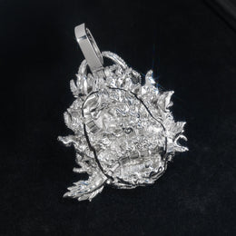 Silver iced dragon pendant back view
