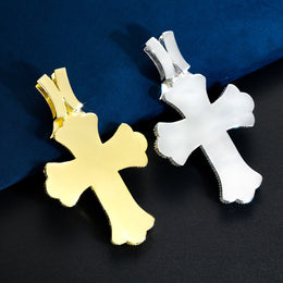 Gold and silver oversized cross pendants back view