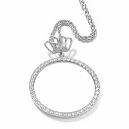 Silver 68mm custom crown photo pendant with white customization area