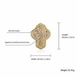 Gold cross ring 40mm by 30mm specifications