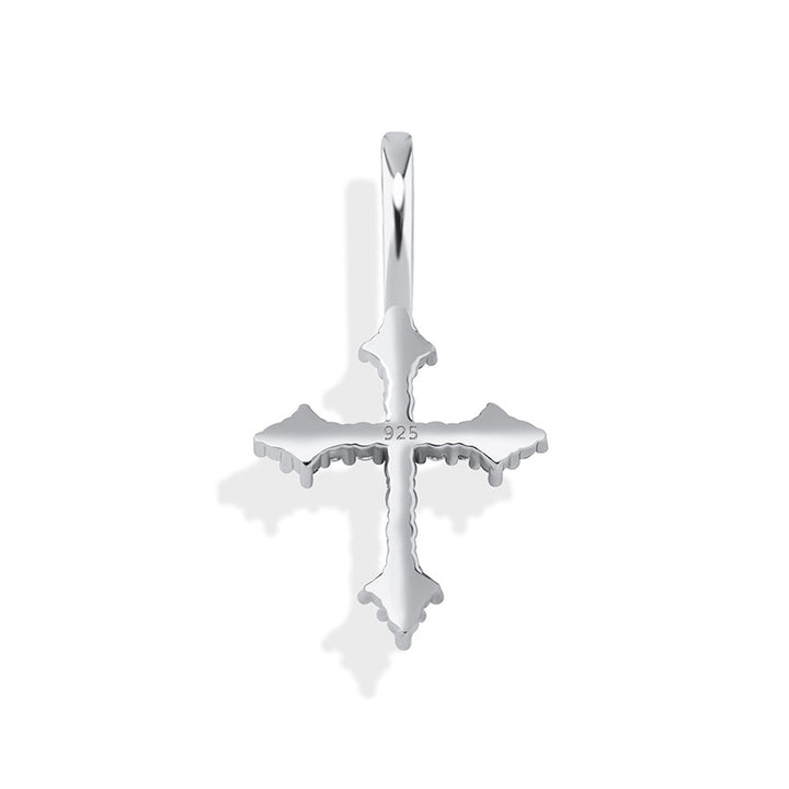 Reverse of the silver 925 sterling silver ornate cross pendant