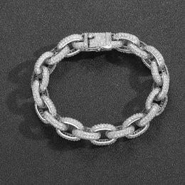 Silver 12mm iced O-link bracelet on black