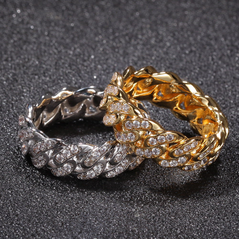 8mm Cuban Link Ring – Copper CZ- Miles Jewellery