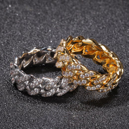 8mm Cuban Link Ring – Copper CZ- Miles Jewellery
