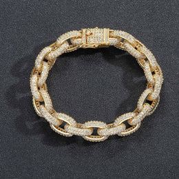Gold 12mm iced O-link bracelet on black