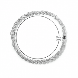 DNA spiral necklace size diagram showing 10mm width and the 50cm (20in) example