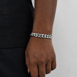 12mm steel Miami Cuban link bracelet on natural deep brown skin