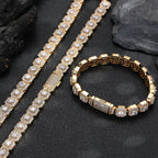 10/12mm Iced Out Halo Tennis Chain Gold - Hip Hop Necklace - Miles Jewellery