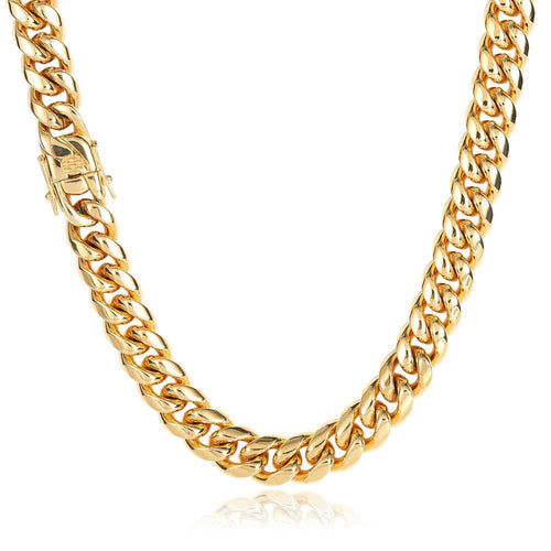 14K Gold Plated Polished Stainless Steel Cuban necklace product view 1