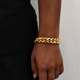16mm gold Miami Cuban link bracelet on natural deep brown skin