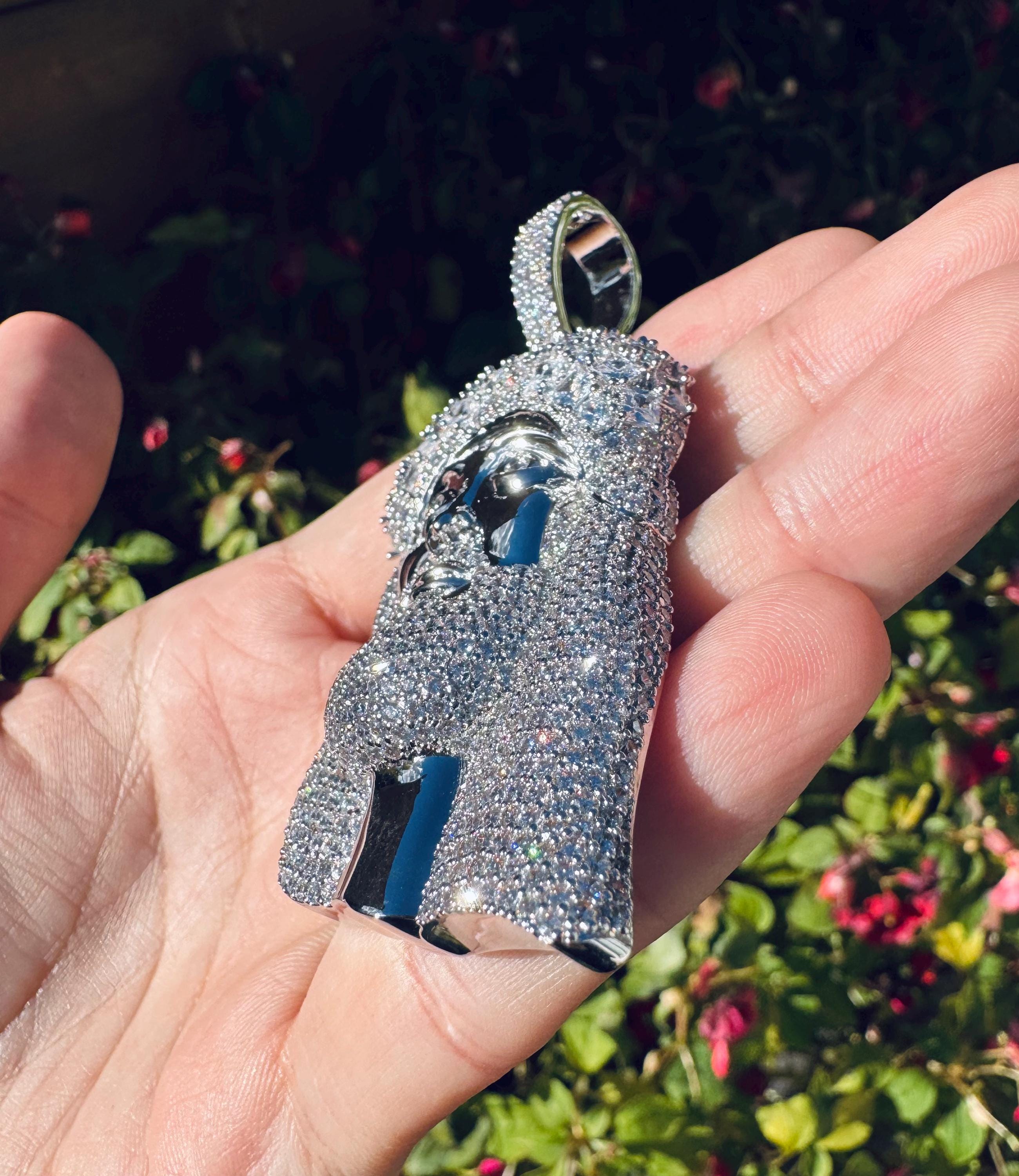 Iced Out Large Jesus Face Pendant