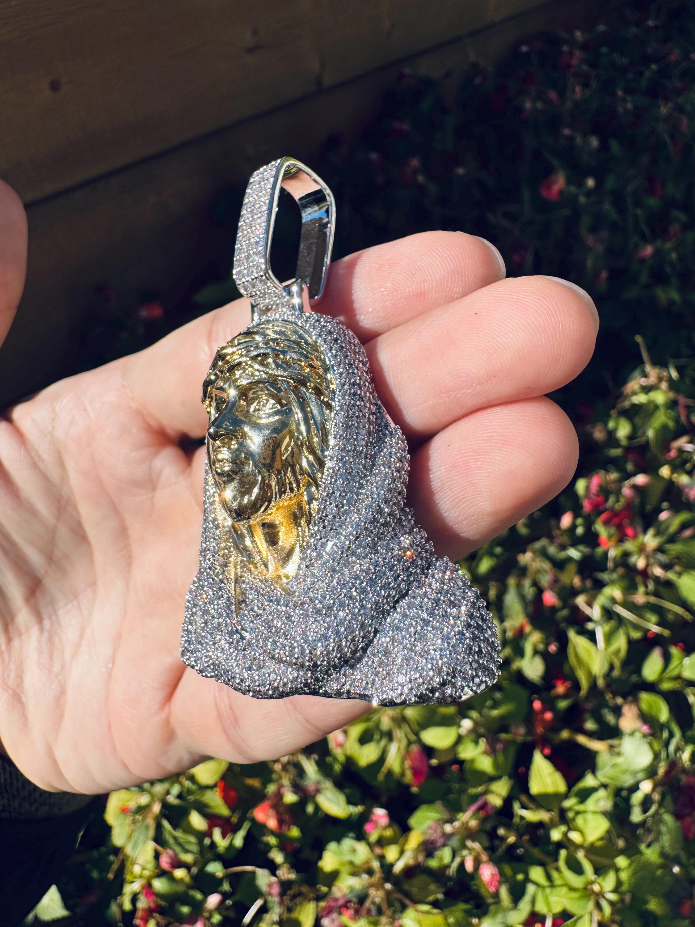 Iced Out Jesus Head Pendant