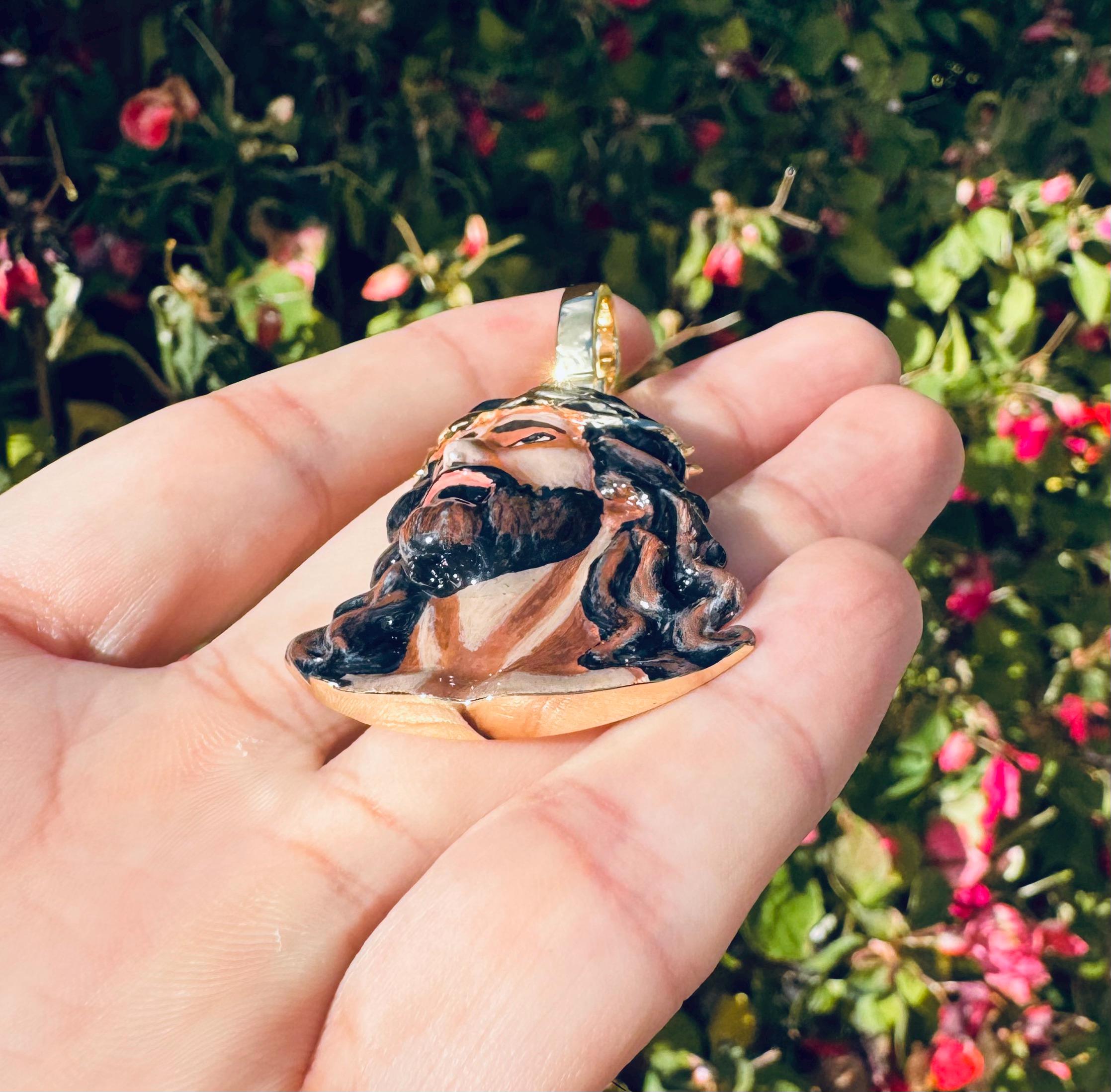 Enamel Jesus Head Pendant