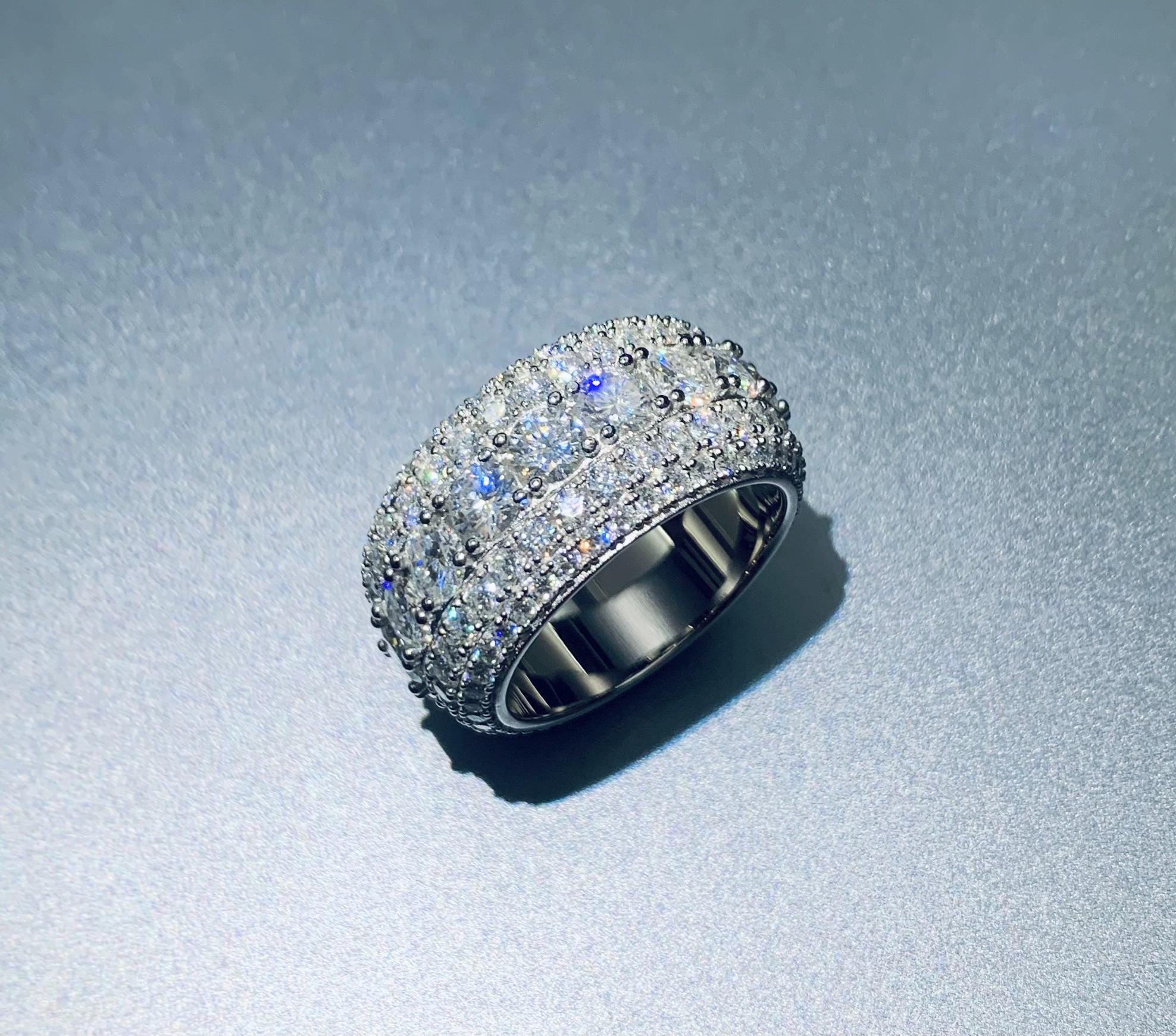 13mm 5-Layer Moissanite Band Ring