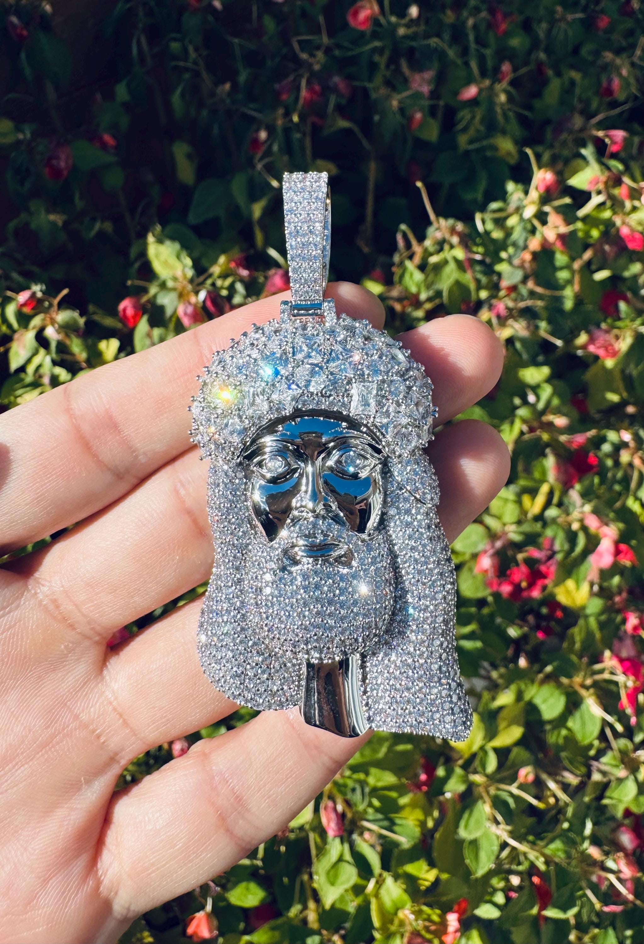 Iced Out Large Jesus Face Pendant
