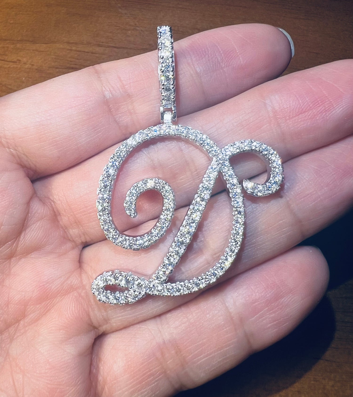 Iced Out Script Letter Pendant – Copper CZ- Miles Jewellery