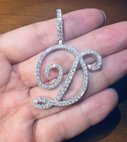 Iced Out Script Letter Pendant – Copper CZ- Miles Jewellery