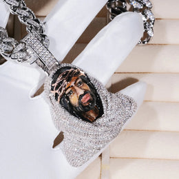 Iced Out 3D Jesus Bust Pendant - Enamel Finish product image 5