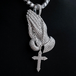Iced Prayer Gesture Cross Hip Hop Pendant Jewelry- Miles Jewellery