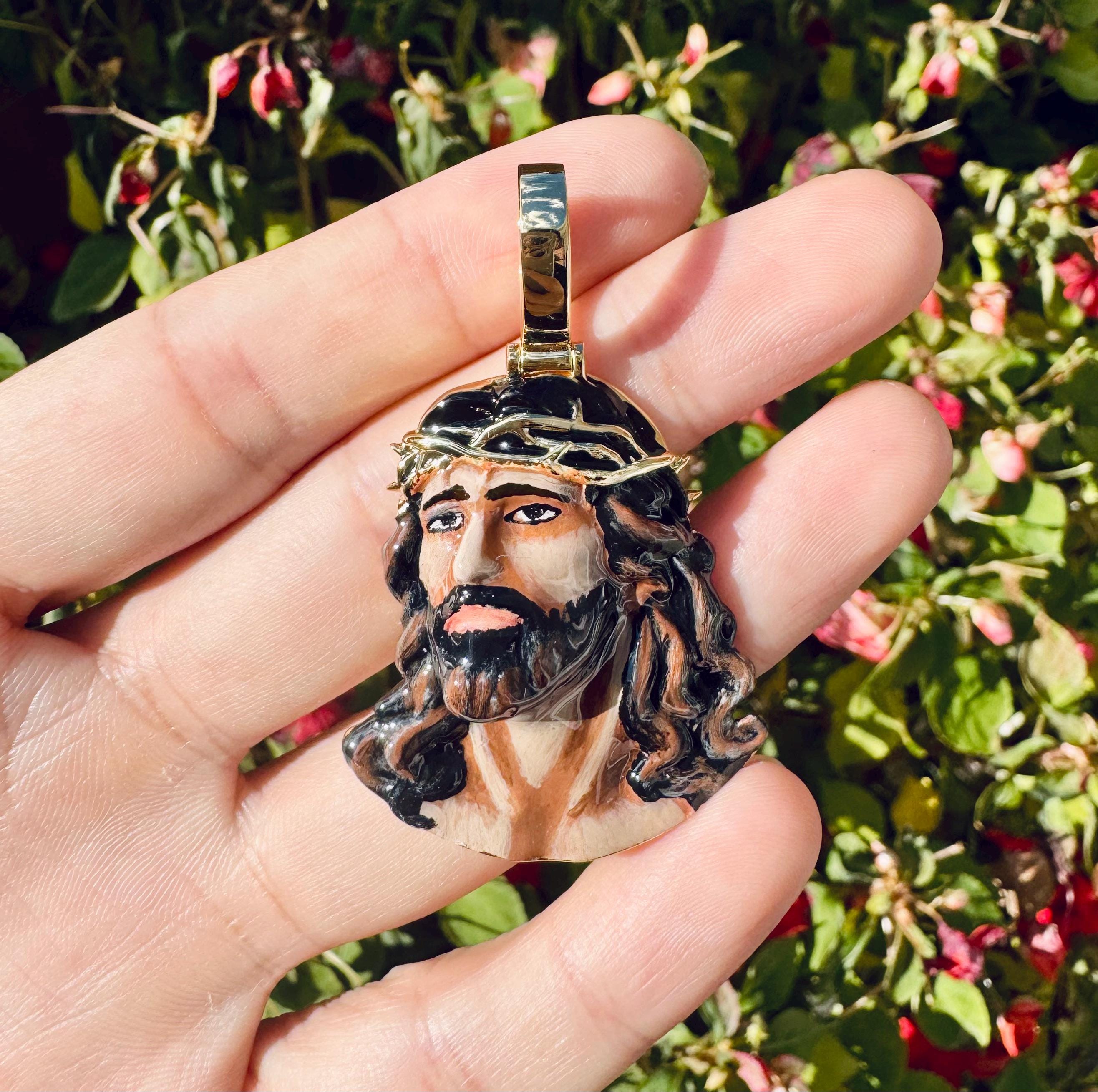 Enamel Jesus Head Pendant