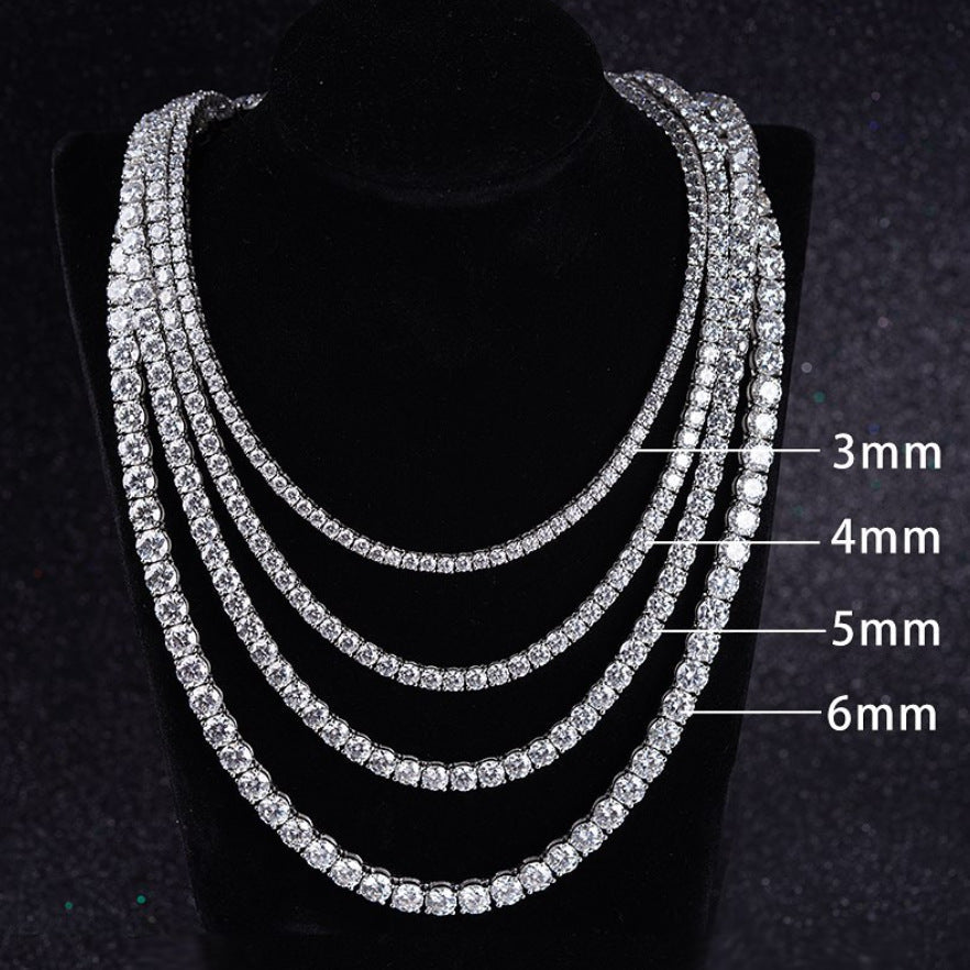 3mm iced CZ tennis chain in silver and gold finishes - product image 8