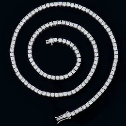 3mm iced CZ tennis chain in silver and gold finishes - product image 10