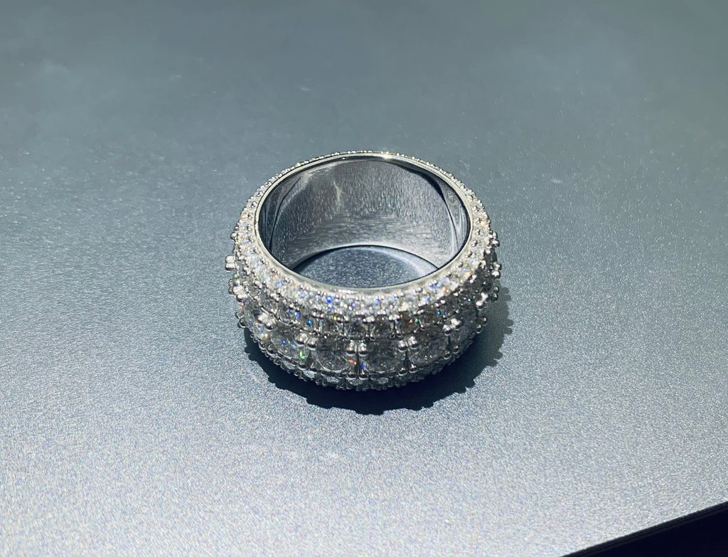 13mm Moissanite Iced Out Ring – 925 Sterling Silver VVS1 D Color Band Ring- Miles Jewellery