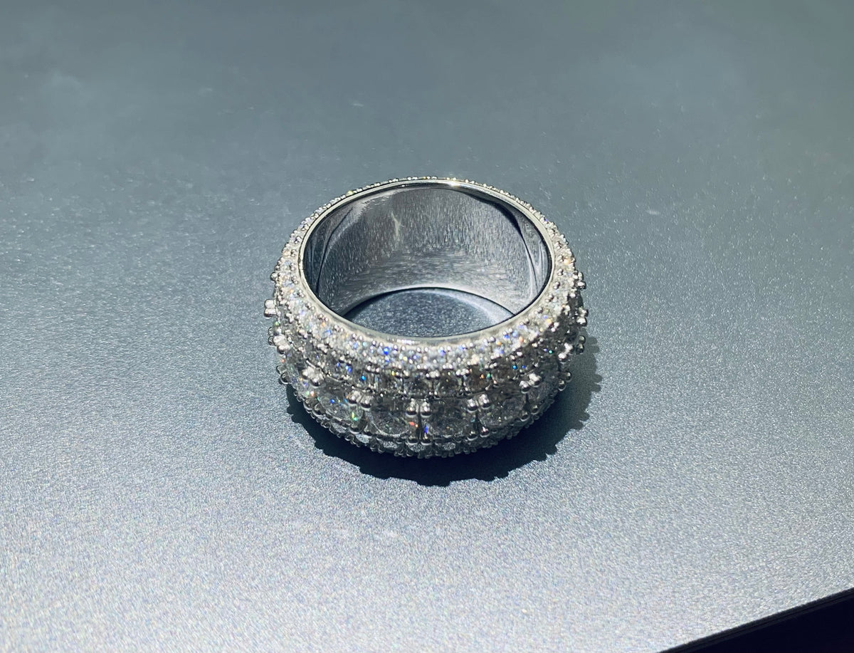 13mm Moissanite Iced Out Ring – 925 Sterling Silver VVS1 D Color Band Ring- Miles Jewellery