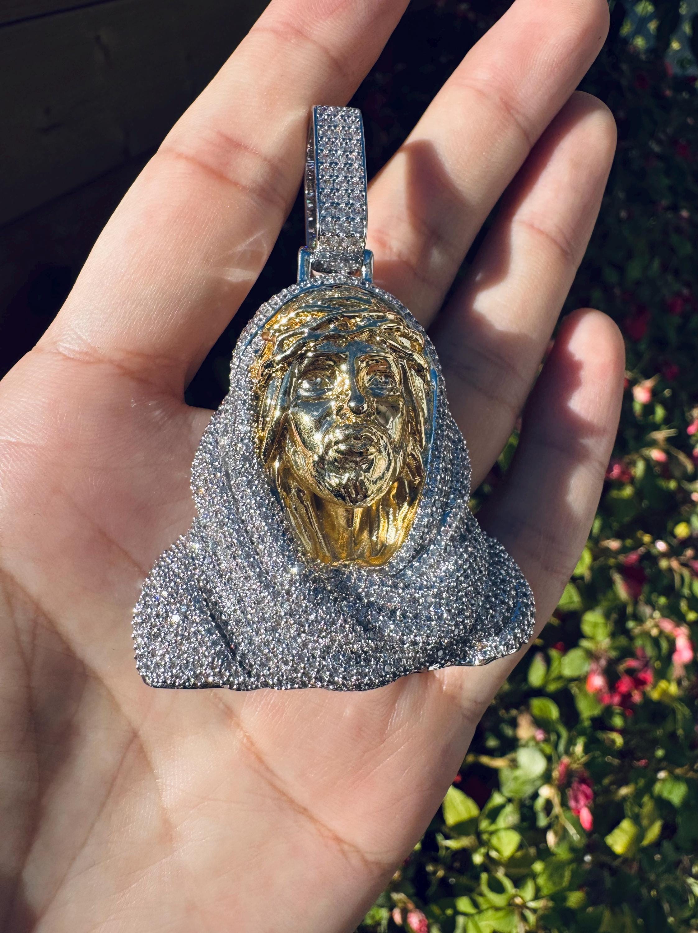 Iced Out Jesus Head Pendant