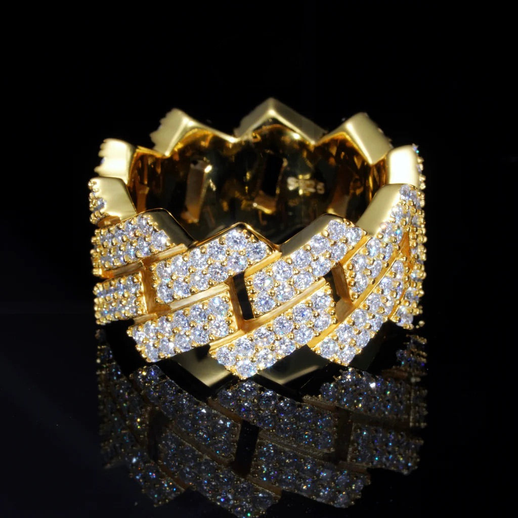 10mm Iced Out Cuban Link Ring – Hip Hop Statement Ring- Miles Jewellery