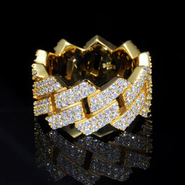 10mm Iced Out Cuban Link Ring – Hip Hop Statement Ring- Miles Jewellery