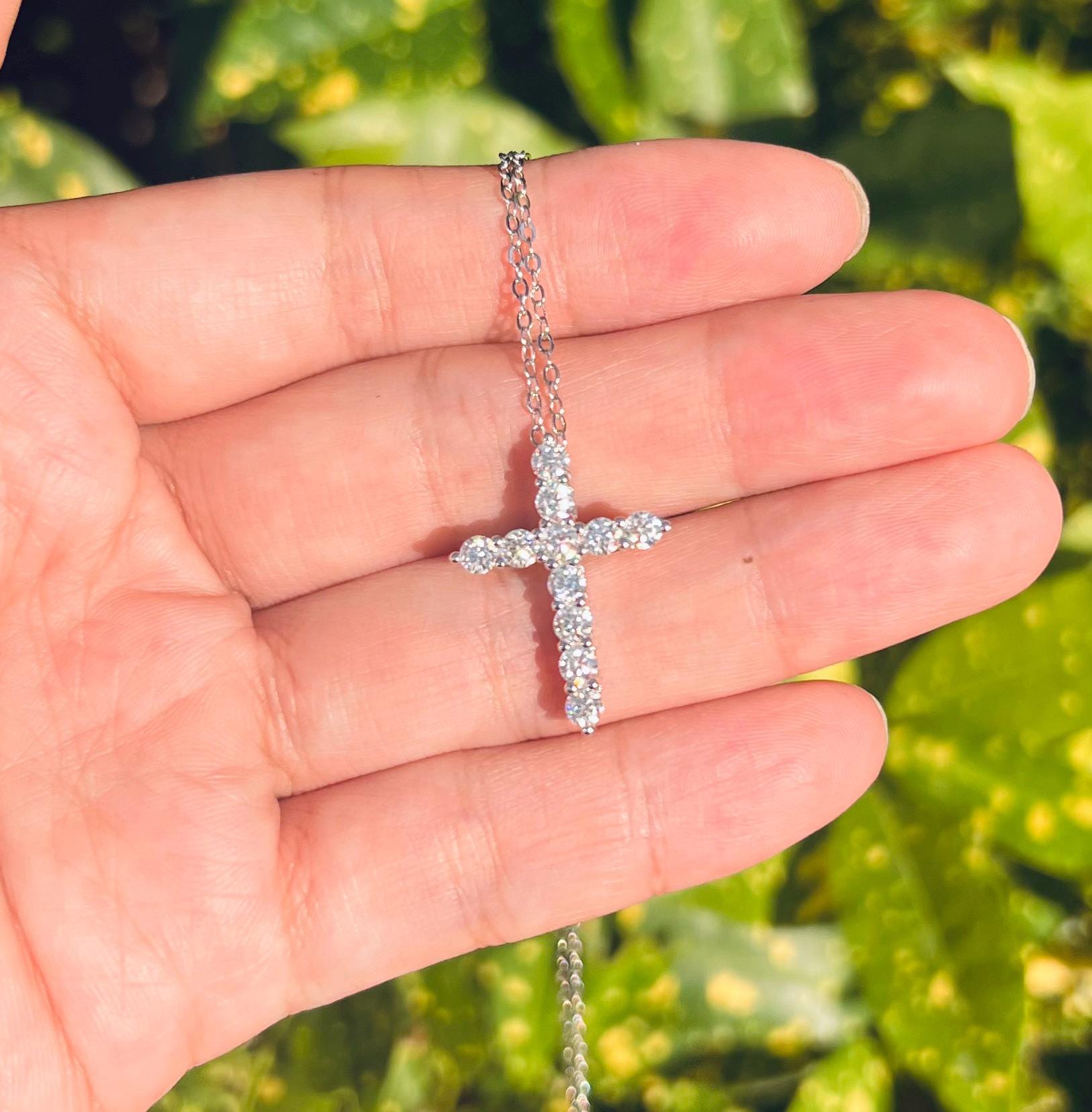 Moissanite Cross With Adjustable Necklace