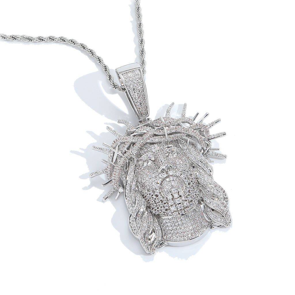 Iced Out Jesus Crown Pendant - CZ Gold Hip Hop Jewelry - Miles Jewellery
