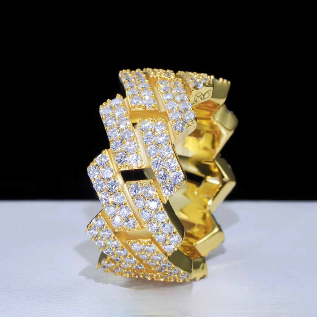 10mm Iced Out Cuban Link Ring – Hip Hop Statement Ring- Miles Jewellery