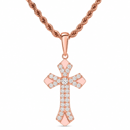 925 silver moissanite iced out cross pendant in rose gold