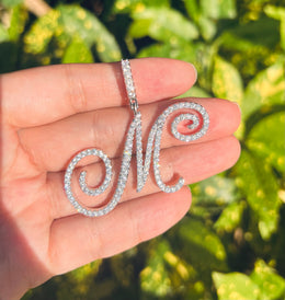 Iced Out Script Letter Pendant – Copper CZ- Miles Jewellery