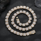 Close-up of 10/12mm Iced Out Halo Tennis Chain clasp detail - Miles Jewellery