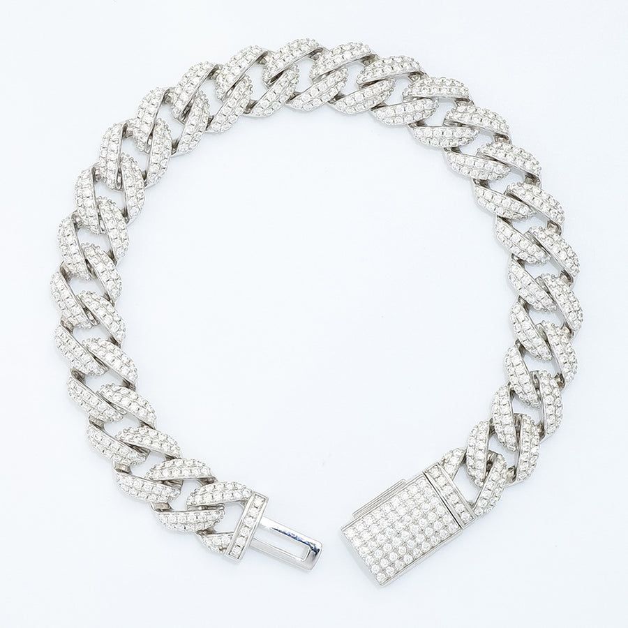 6/10mm VVS Moissanite Cuban – 925 Sterling Silver bracelet product view 1