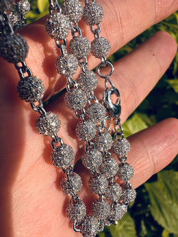 6mm Iced Out Bead Chain Necklace - CZ Diamond Beaded Chain Hip Hop Jewelry- Miles Jewellery