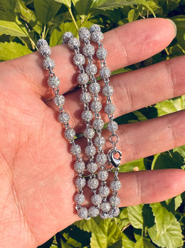 6mm Iced Out Bead Chain Necklace - CZ Diamond Beaded Chain Hip Hop Jewelry- Miles Jewellery