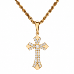 925 silver moissanite iced out cross pendant in gold
