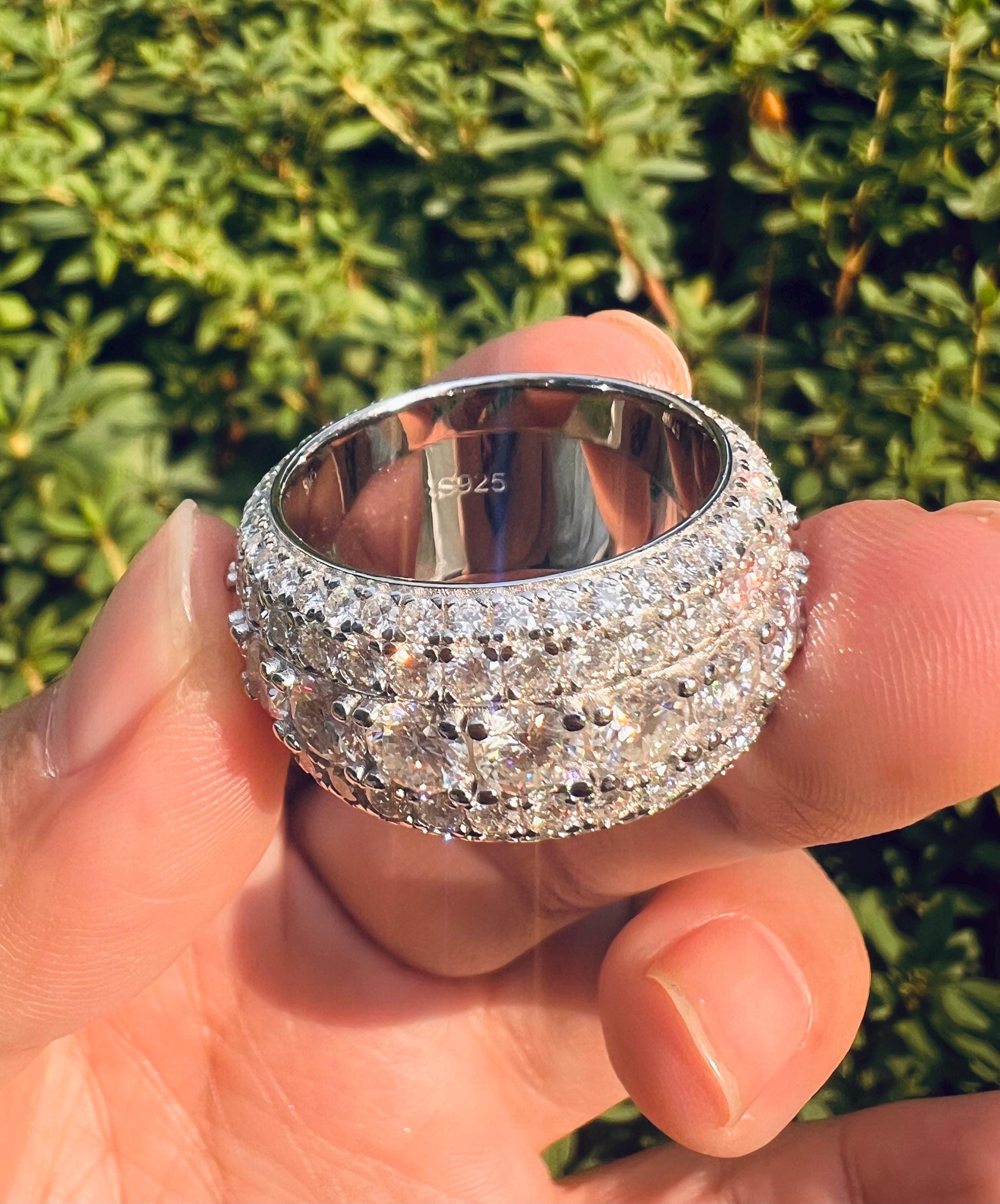 13mm 5-Layer Moissanite Band Ring