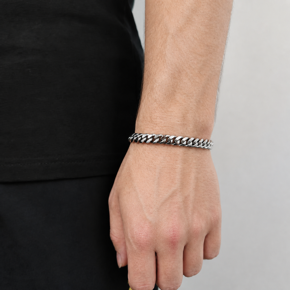 8mm steel Miami Cuban link bracelet 
