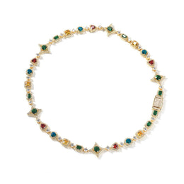 Iced Geometric Color Stone necklace product view 11