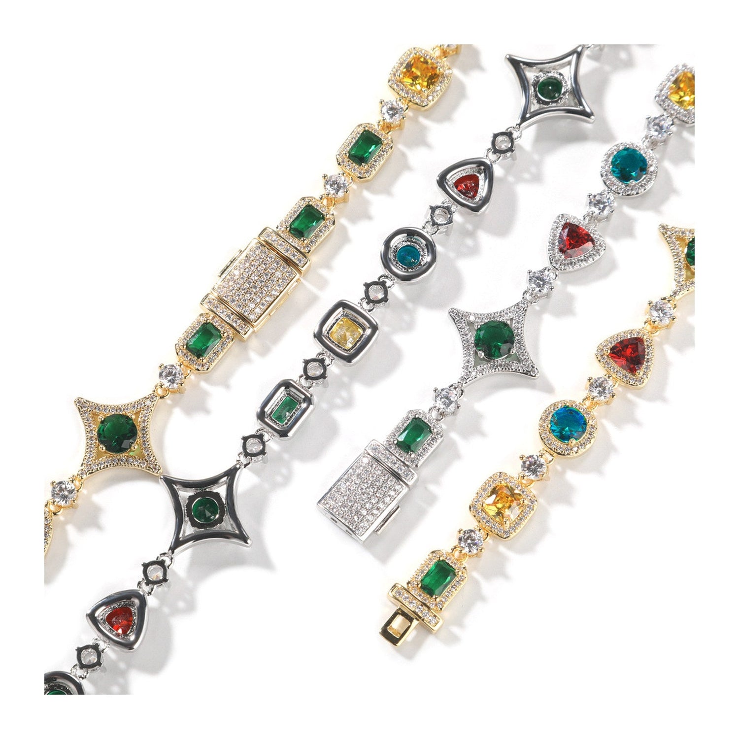 Iced Geometric Color Stone jewelry detail view 7